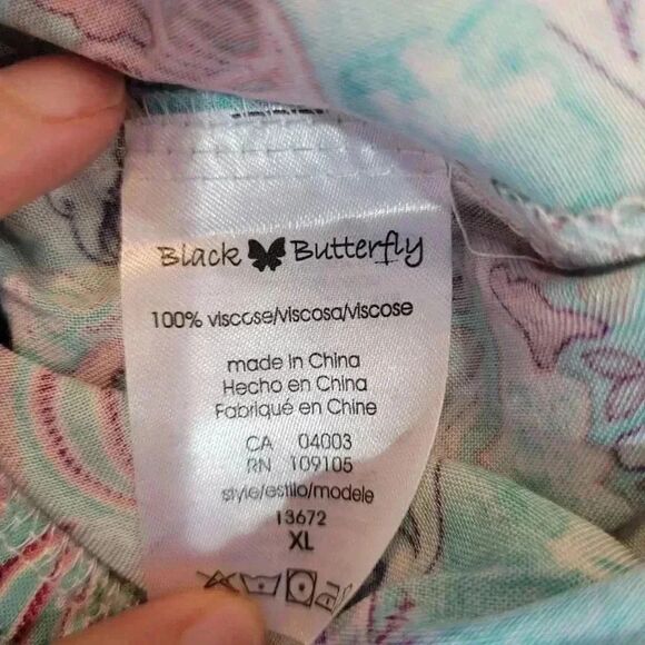 BLACK Butterfly Women's Turquoise/Pink Drawstring Pajama Lounge Pants NEW - Picture 3 of 10